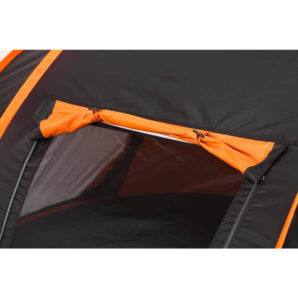 EchoSmile 4-Person Black and Orange Pop Up Camping Tent