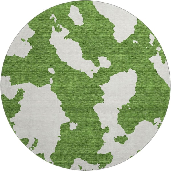 Addison Rugs Mayfield Premium Machine Washable Abstract AMF975 Green 8 ft. x 8 ft. Round Rug