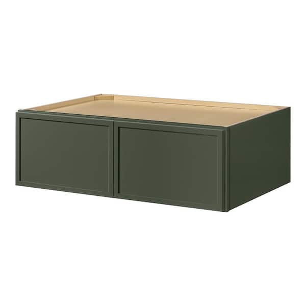 Leyton 36 in. W x 24 in. D x 12 in. H Ready to Assemble Plywood Slim Shaker Wall Bridge Kitchen Cabinet in Fern Green