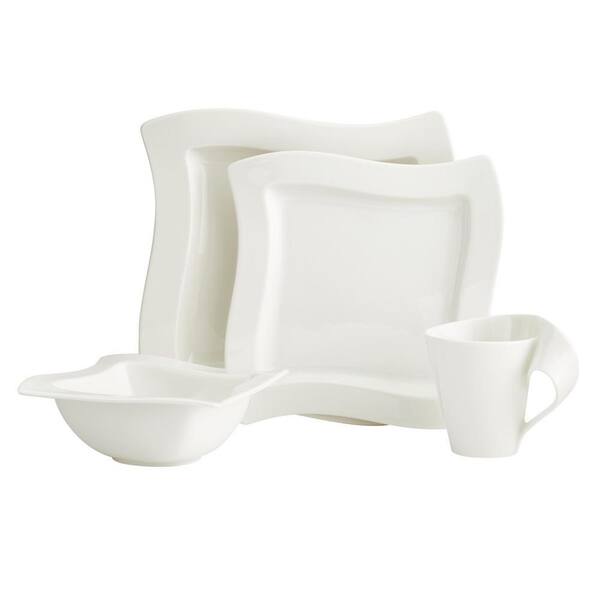 Villeroy & Boch New Wave 4-Piece Modern White Porcelain Dinnerware