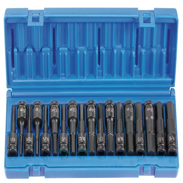 GP 1/2 in. Drive SAE/Metric Combo Hex Driver Set (18-Piece)