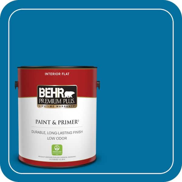 BEHR PREMIUM PLUS 1 gal. #550B-7 Blue Ocean Flat Low Odor Interior Paint & Primer