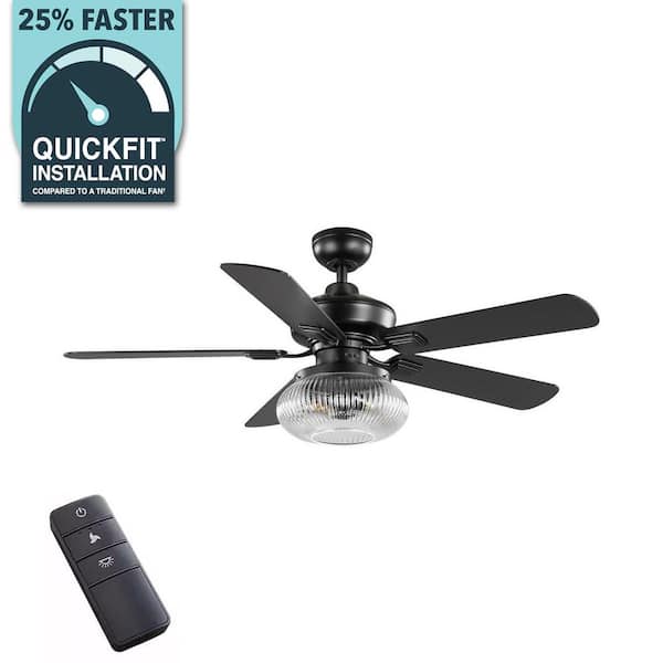 52 in. Rimgate Indoor Matte Black LED Ceiling Fan with Remote Control