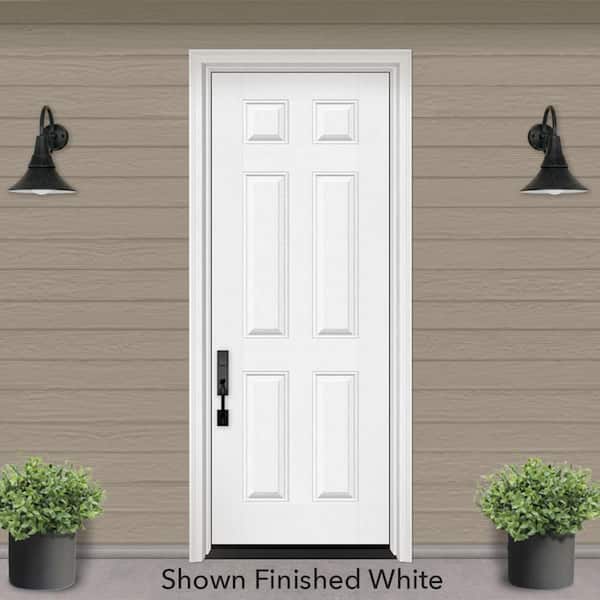 Regency 36 in. x 96 in. 6 Panel RHIS Unfinished White Mahogany Fiberglass Prehung Front Door with 4-9/16 Jamb
