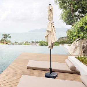 9 ft. x 6 ft. Rectangular Steel Market Tilt Patio Umbrella in Tan with Crank Lift System for Table Deck Pool Backyard