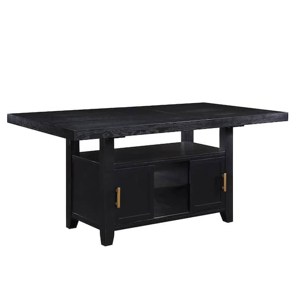 Steve Silver Yves 78 in. W Rectangle Rubbed Charcoal Wooden Top and Frame Dining Table with Storage (Seats Up to 6)