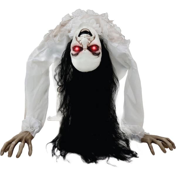 35 in. Lifesize Animatronic Possessed Woman with Lights and Sound, Indoor/Covered Outdoor Halloween Decoration
