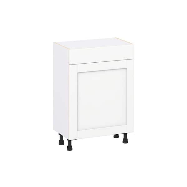 Milton 24 in. W x 14 in. D x 34.5 in. H Assembled Shaker Base Kitchen Cabinet in Bright White with Drawer