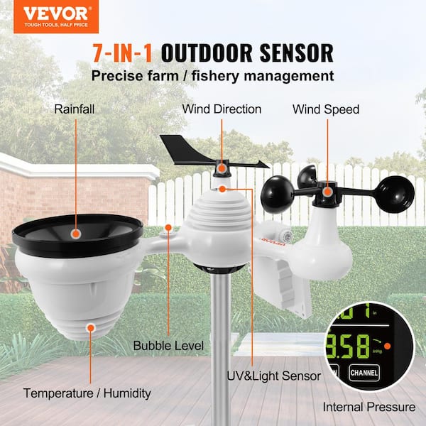 Wireless Weather Station Kit with Outdoor Sensors, Anemometer, Temperature,  Humidity, Wind Vane