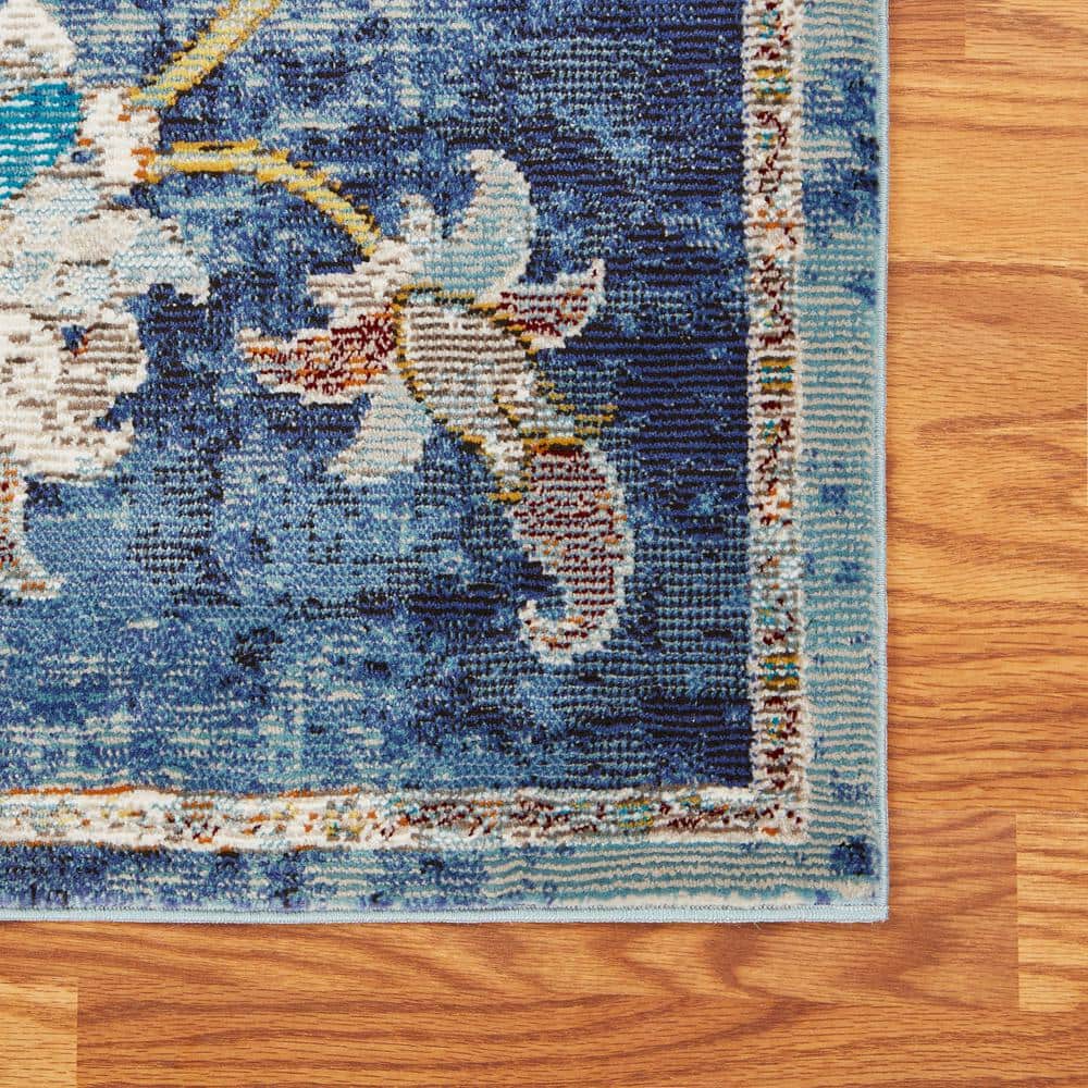 Handmade Tufted Floral Blue Synthetic 5' x 8' Area Rug
