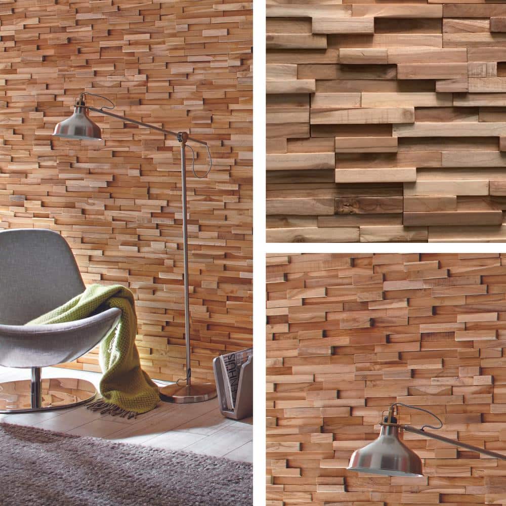 UltraWood Teak Firenze Jointless Z-Shape Interlocking Wall Panels