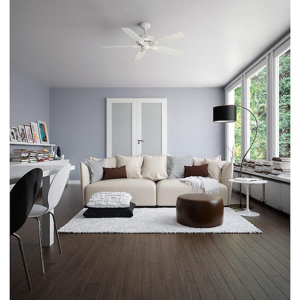 Details about   Hunter Fan 52 in Casual Matte White Indoor Ceiling Fan with Light and Pull Chain 