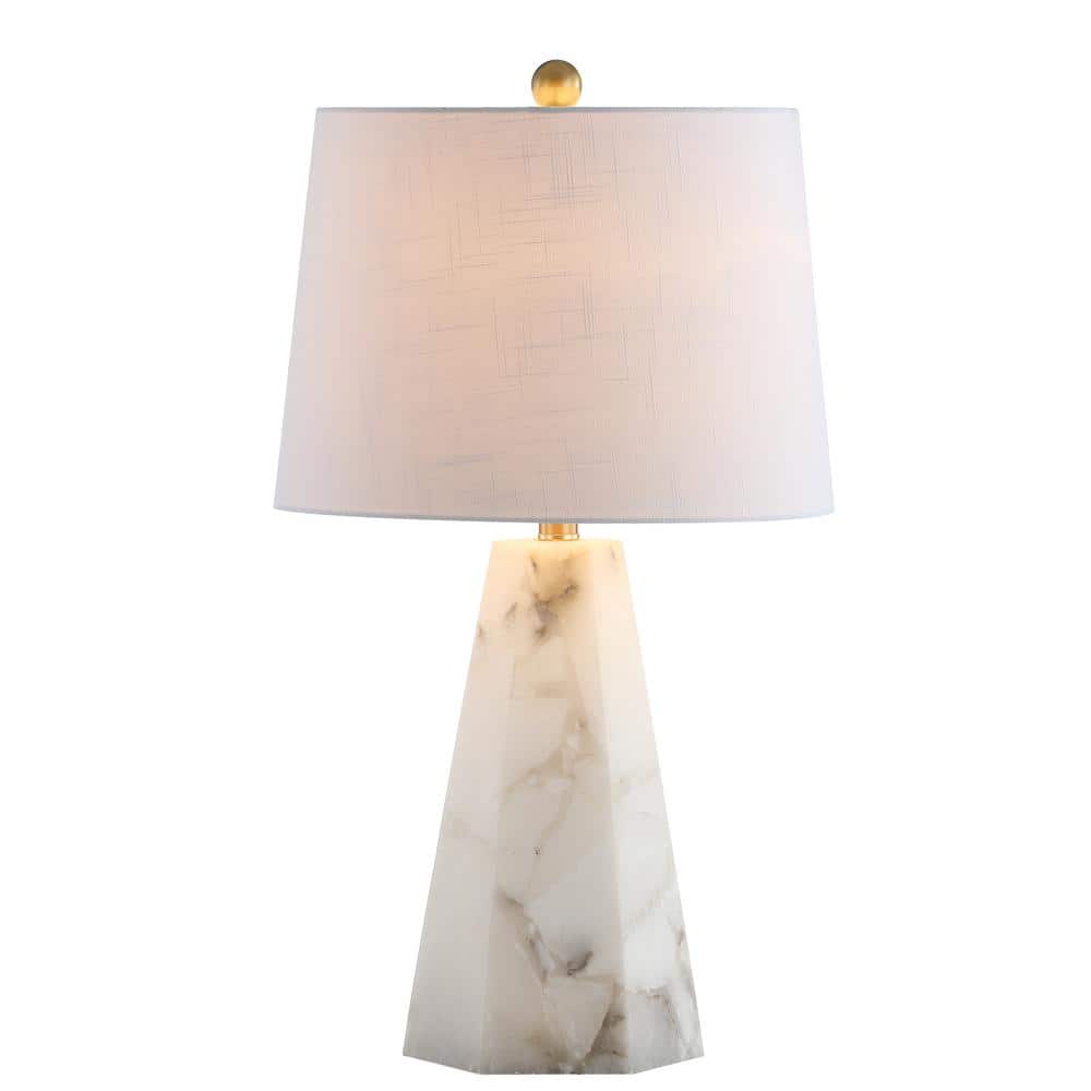 Xio 25.5" White Alabaster LED Table Lamp with Brass Accents