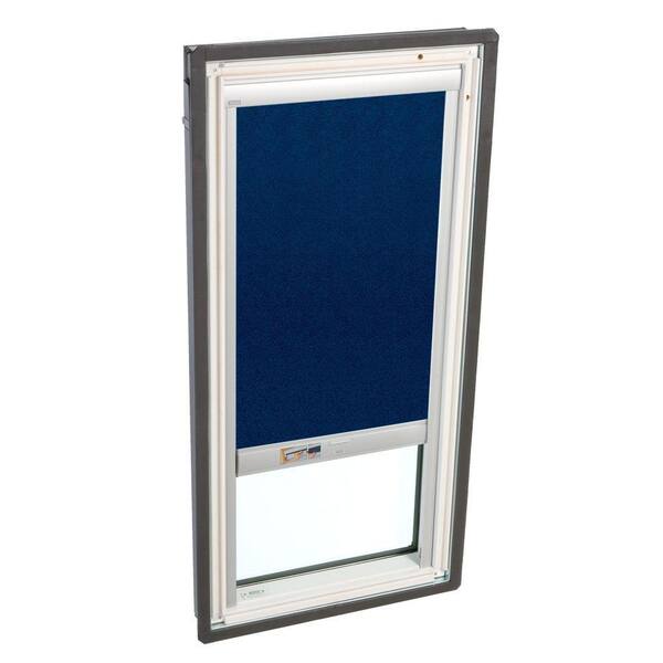 VELUX 21 in. x 26-7/8 in. Fixed Deck-Mounted Skylight with  LowE3 Glass  Blue Solar Powered Blackout Blind-DISCONTINUED