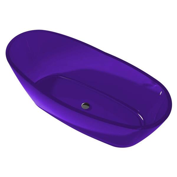 ANZZI Ember 5.4 ft. Man-Made Stone Center Drain Flatbottom Non-Whirlpool Freestanding Bathtub in Evening Violet