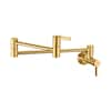 LUXIER Contemporary 2-Handle Wall-Mounted Pot Filler in Brushed Gold KTS17-TG-V