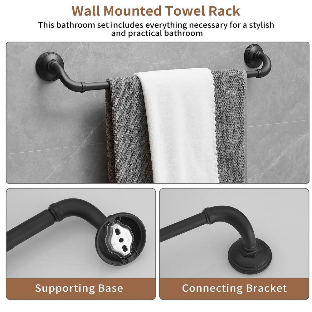 Matte Black 4-Piece Metal Bathroom Hardware Set