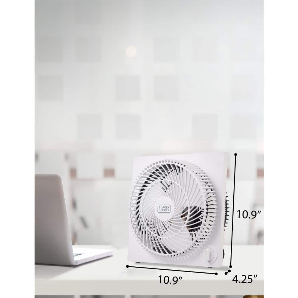 Sleek Frameless 9" White Box Fan with Remote Control, 3-Speed
