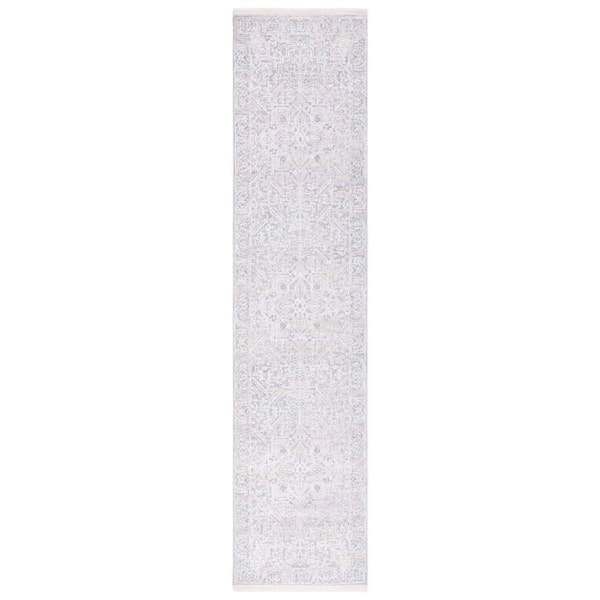 SAFAVIEH Marmara Beige/Gray/Blue 2 ft. x 8 ft. Border Floral Runner Rug