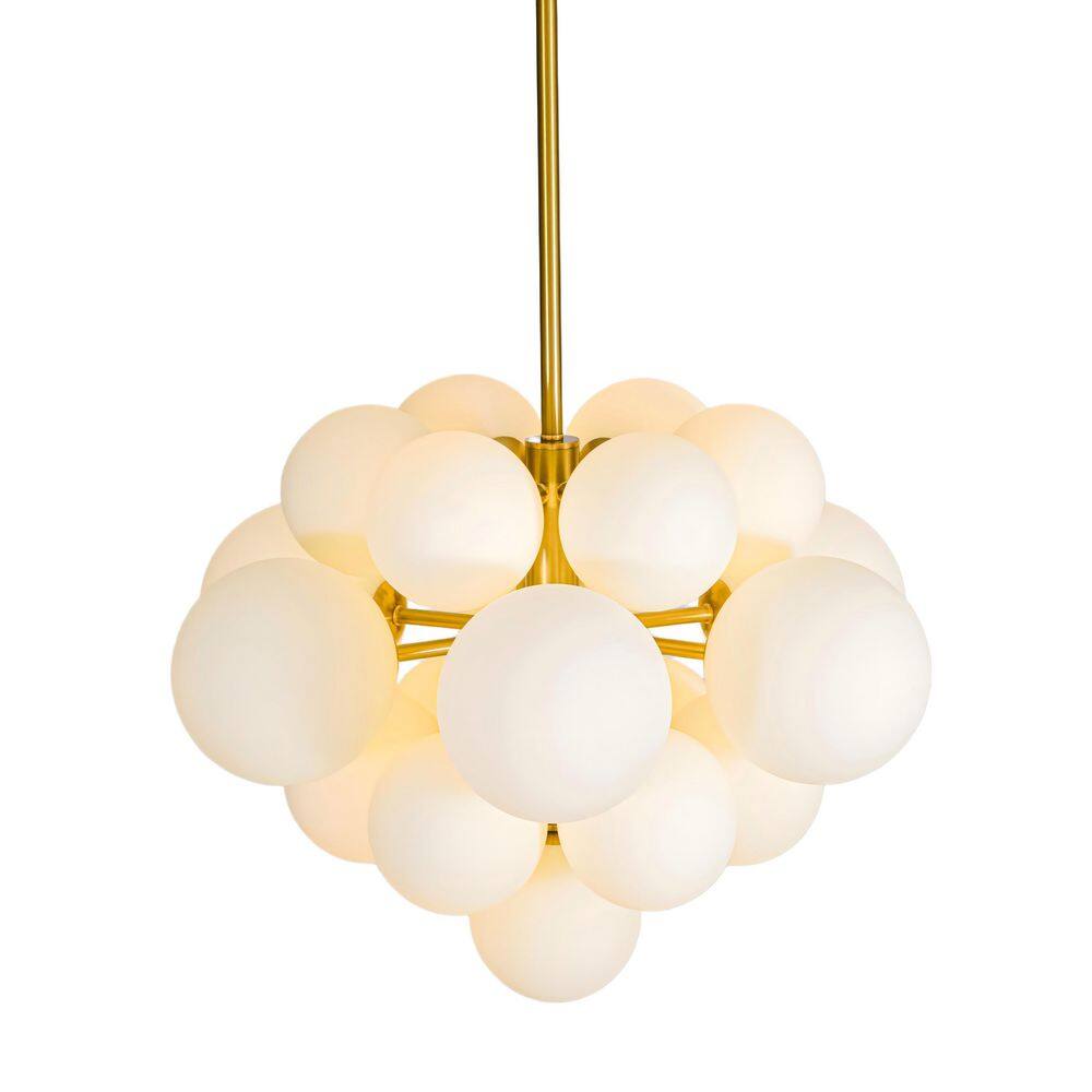 Axten 21.3-in W 19-Light Modern Glam Brass with Opal Glass Shade Cluster Chandelier price history on PriceWatchPro