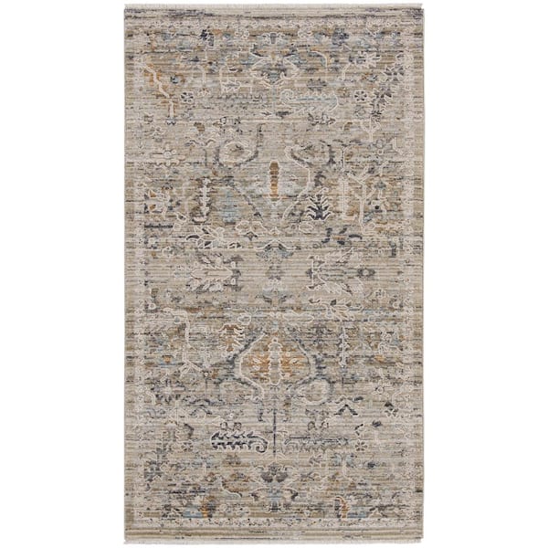 Nourison Lynx Ivory Taupe 3 ft. x 5 ft. All-over design Transitional Area Rug