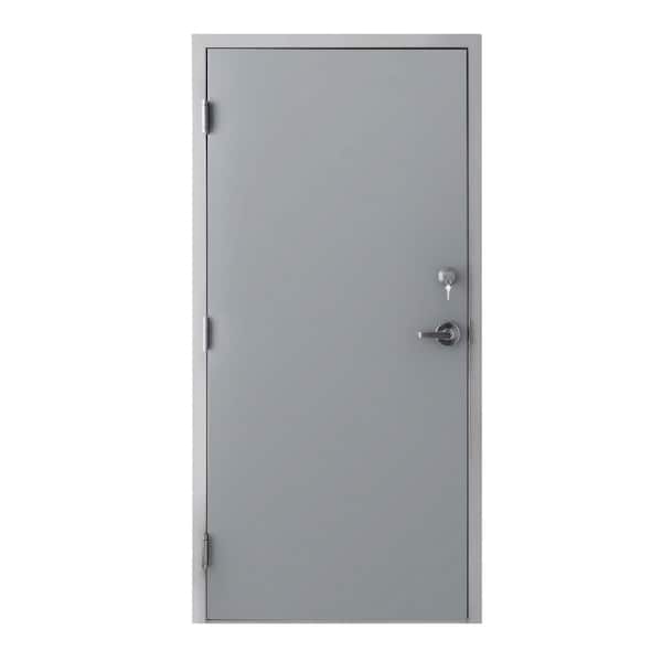 Armor Door 36 in. x 80 in. Fire-Rated Gray Right-Hand Flush Steel Prehung  Commercial Door with Welded Frame, Deadlock and Hardware VSDFDWD3680ER -  The Home Depot
