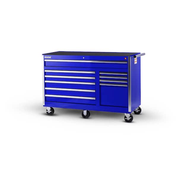 International Tech Series 56 in. 10-Drawer Roller Cabinet Tool Chest in Blue