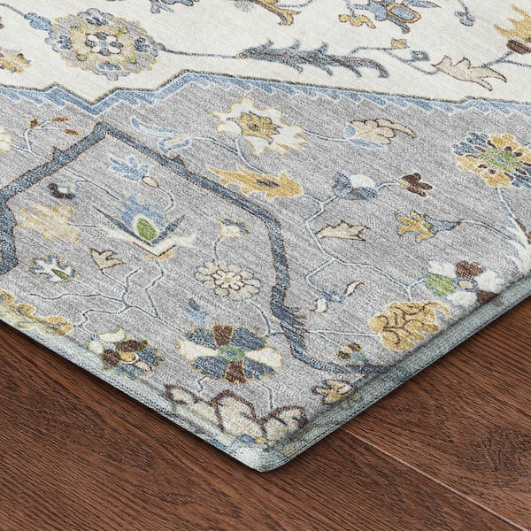 Mayfield Premium Machine Washable Abstract AMF2533 Gray 2 ft. x 3 ft. Accent Rug