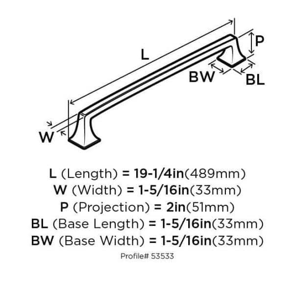 Polished Nickel 19.25" Modern Appliance Pull with Mounting Hardware