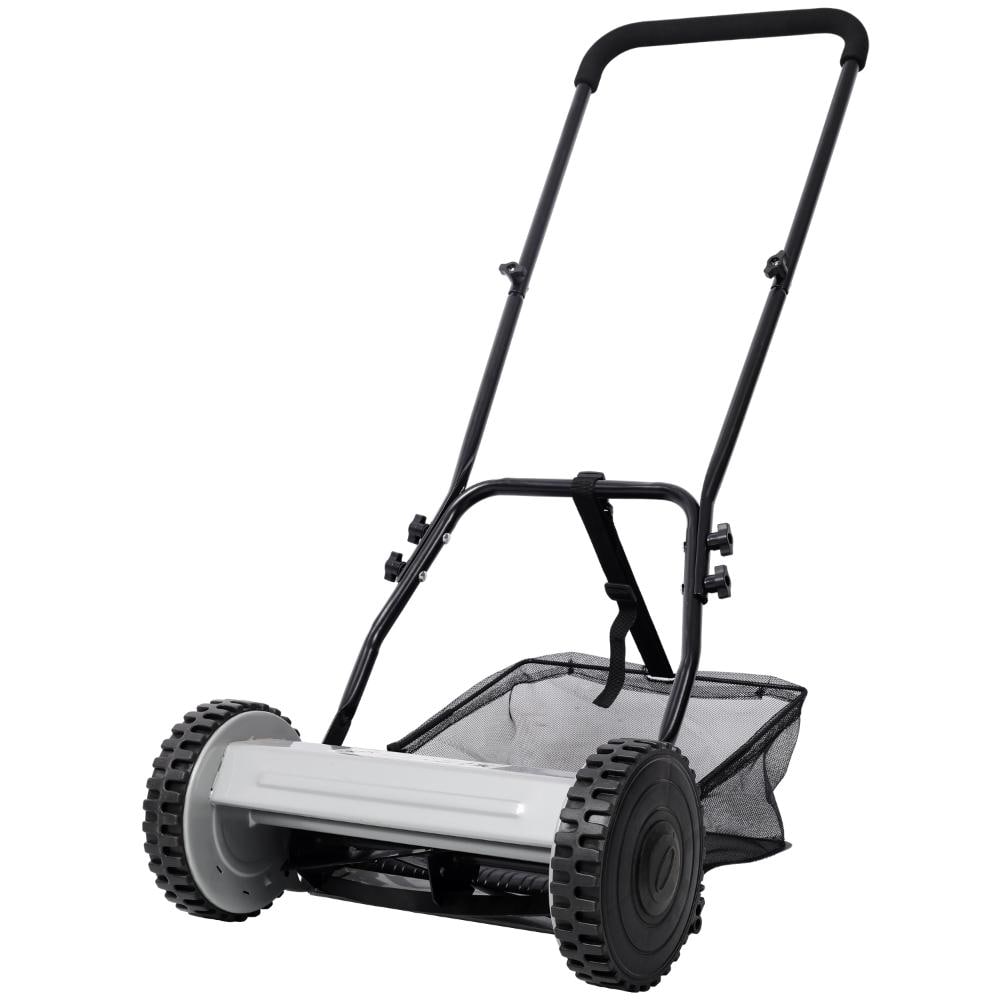"14"" Gray Push Reel Lawn Mower with 5 Blades, Adjustable Cutting Height and Grass Catcher, Manual Walk-Behind" price history on PriceWatchPro