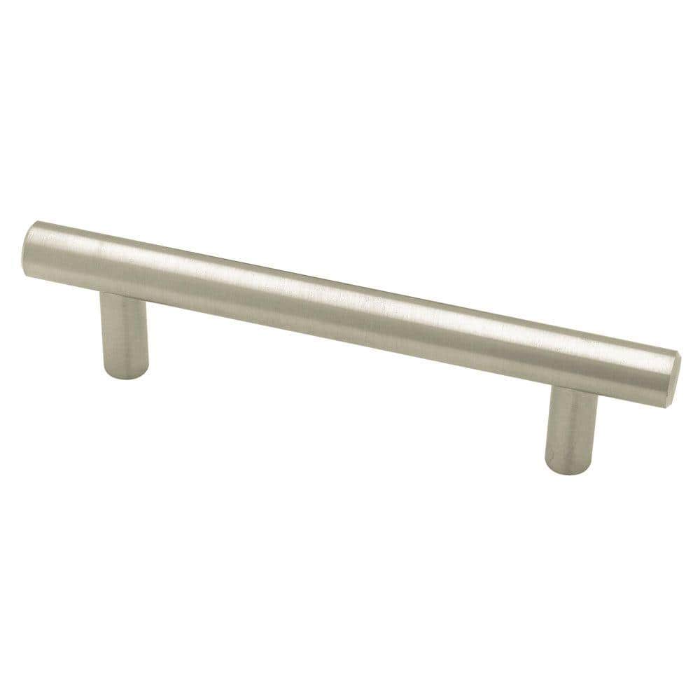 Brushed Steel Modern Bar Pull with Mounting Hardware
