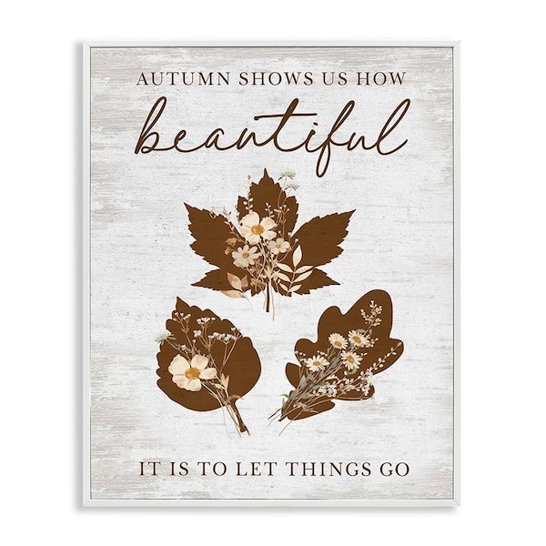 Stupell Industries Autumnal Beauty Phrase by Lettered and Lined 1 Piece Framed Graphic Print Nature Poster Art Print 14 in. x 11 in.
