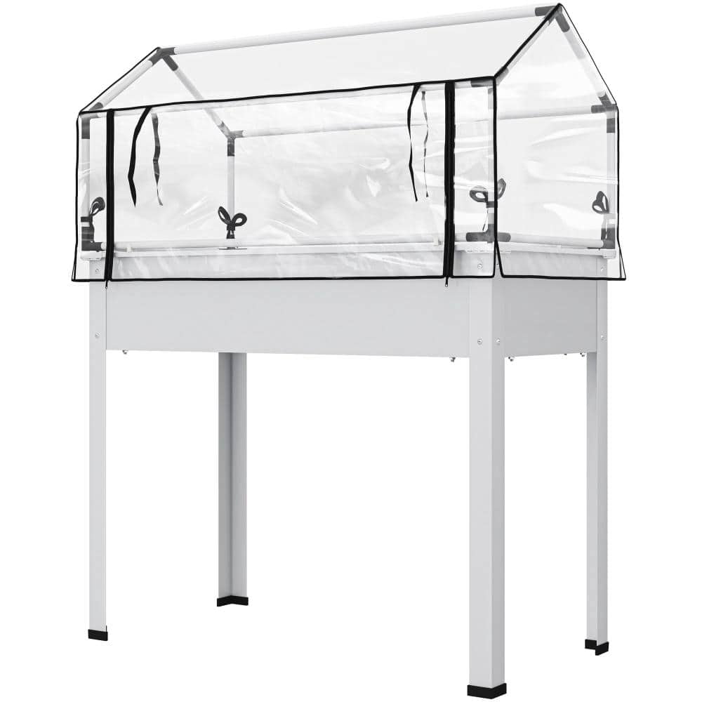 39.25 in. x 19 in. x 49.5 in. Elevated Raised Garden Bed with Greenhouse Cover, Legs & Drainage Hole, White price history on PriceWatchPro