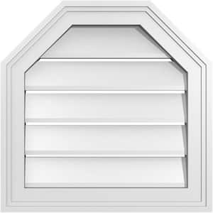 18 in. x 18 in. Octagonal Top Surface Mount PVC Gable Vent: Functional with Brickmould Frame