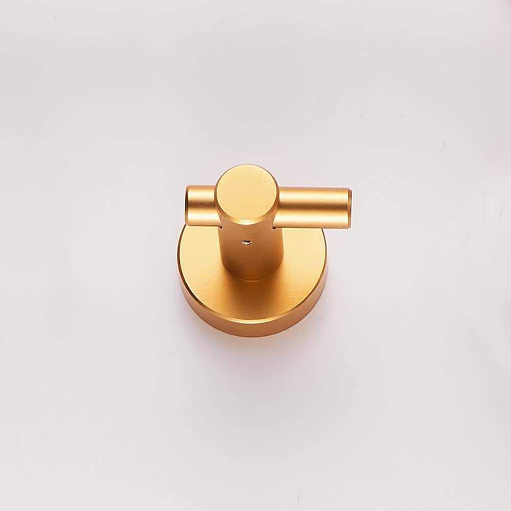 Brushed Gold Aluminum J-Hook Wall Mounted Robe/Towel Hook Set