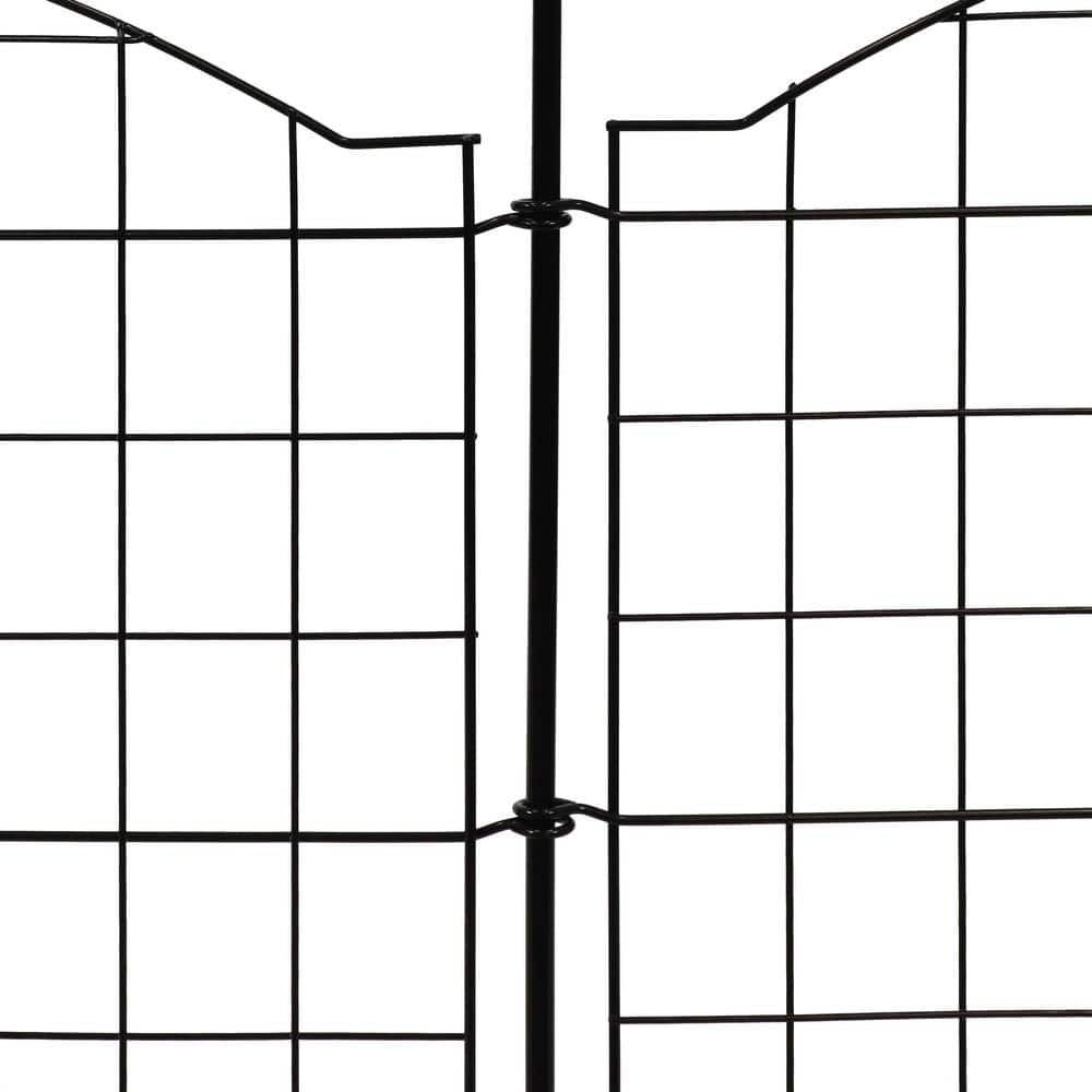Black Steel Arched Grid Decorative Garden Fence Panels Set