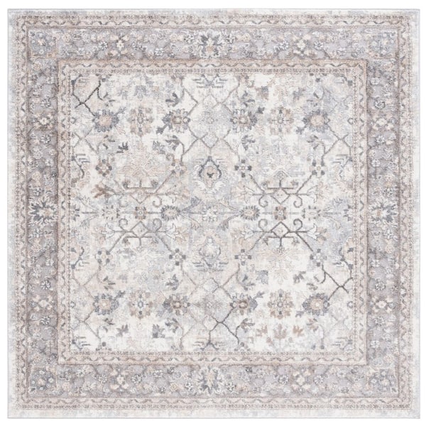 SAFAVIEH Opal 7 ft. x 7 ft. Gray/Beige Floral Border