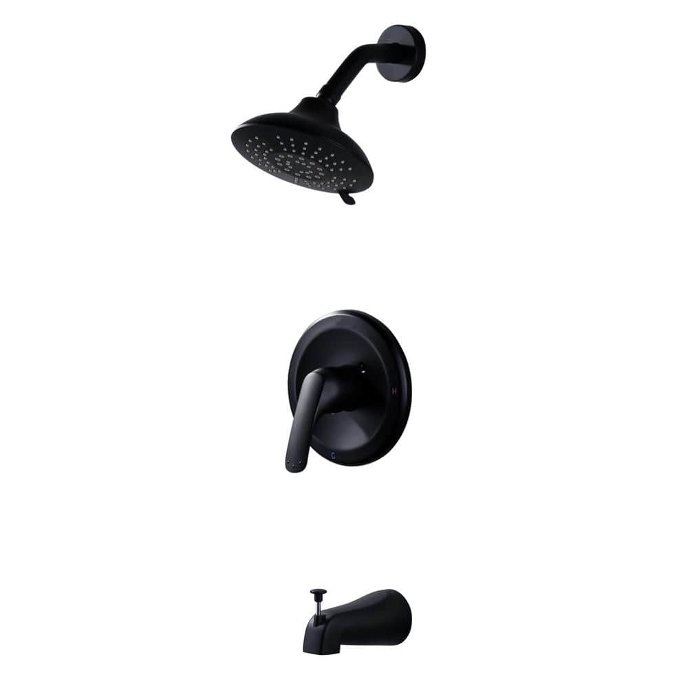 Round Single Handle 5 Patterns-Spray Shower Faucet 1.6 GPM with High Pressure Fixed Shower Head in. Matte Black price history on PriceWatchPro