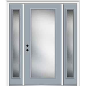 64.5 in. x 81.75 in. Micro Granite Right-Hand Inswing Full Lite Decorative Painted Fiberglass Smooth Prehung Front Door