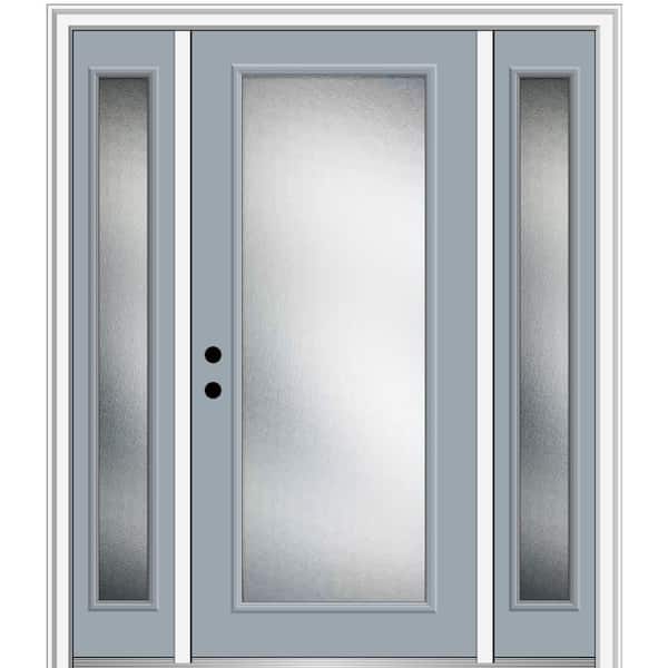 MMI Door 64.5 in. x 81.75 in. Micro Granite Right-Hand Inswing Full Lite Decorative Painted Fiberglass Smooth Prehung Front Door
