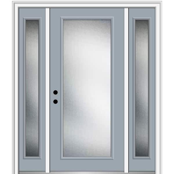 MMI Door 68.5 in. x 81.75 in. Micro Granite Right-Hand Inswing Full Lite Decorative Painted Fiberglass Smooth Prehung Front Door
