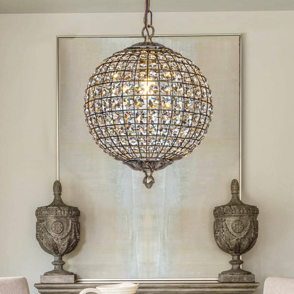シャンデリア　ビンテージ ALOA DECOR 12 in. 1-Light Retro Antique Gold Crystal Globe
