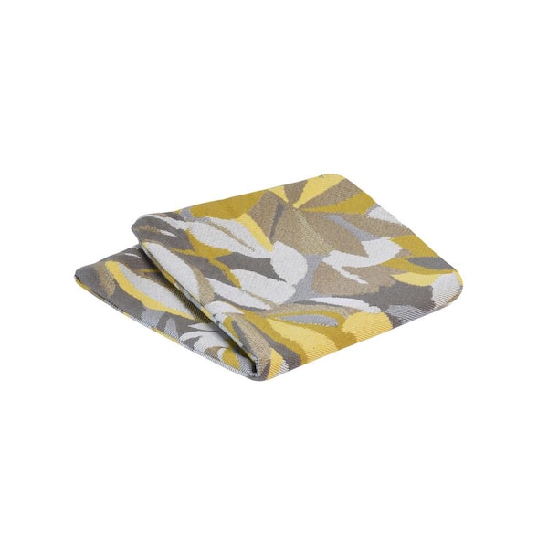 Astella Pacifica 18 in. x 18 in. Dewey Yellow Square Outdoor Throw Pillow Cover