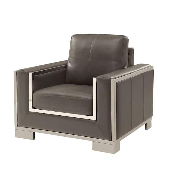 Monika Gray and Chrome Contemporary Style Living Room Chair