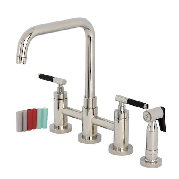 Kaiser 2-Handle Bridge Kitchen Faucet in Polished Nickel