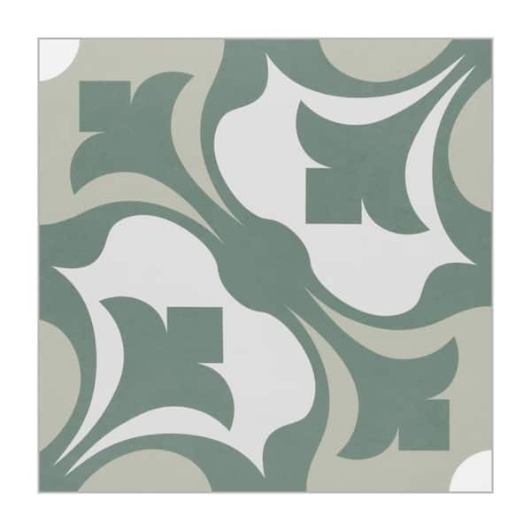 sunwings Patterned Green 12 MIL x 9 in. x 9 in. Vinyl Peel and Stick Backsplash Waterproof Vinyl Tile Flooring (0.57 sq. ft.)