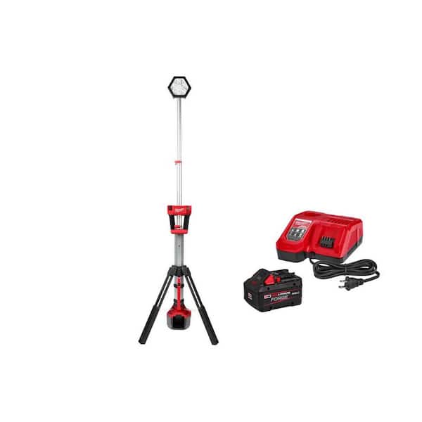 M18 18-Volt Lith-Ion Cordless Rocket Dual Power Tower Light w/ FORGE 8. 0Ah Battery & Charger