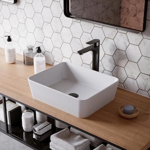 Quattro 18 in. Matte White Acrylic Rectangular Vessel Sink