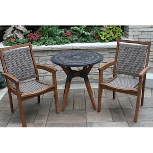 Stackable Wicker and Eucalyptus Outdoor Dining Chair