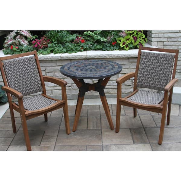 Stackable Wicker and Eucalyptus Outdoor Dining Chair